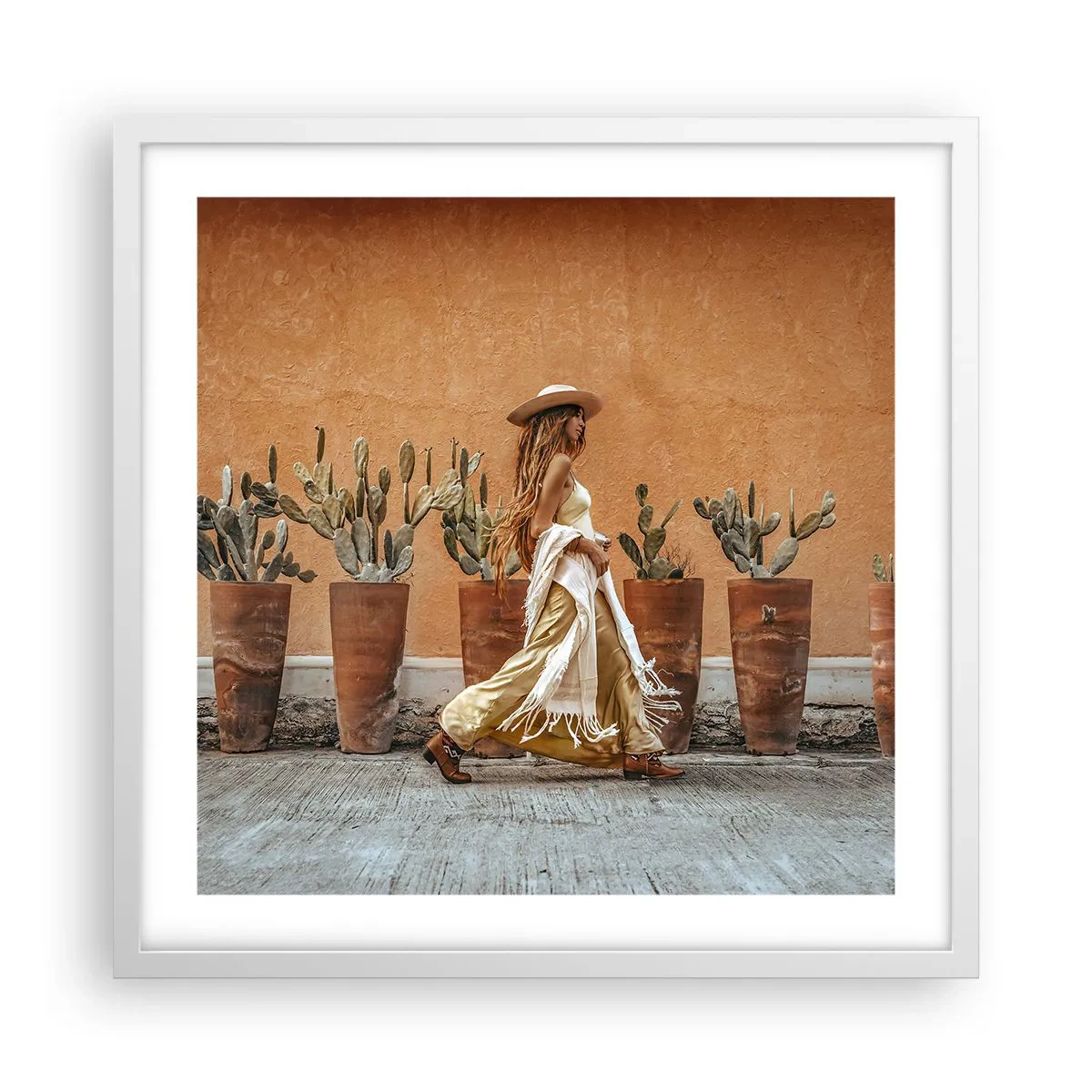 Plakat i hvid ramme - I en hippieagtig stil - 50x50 cm