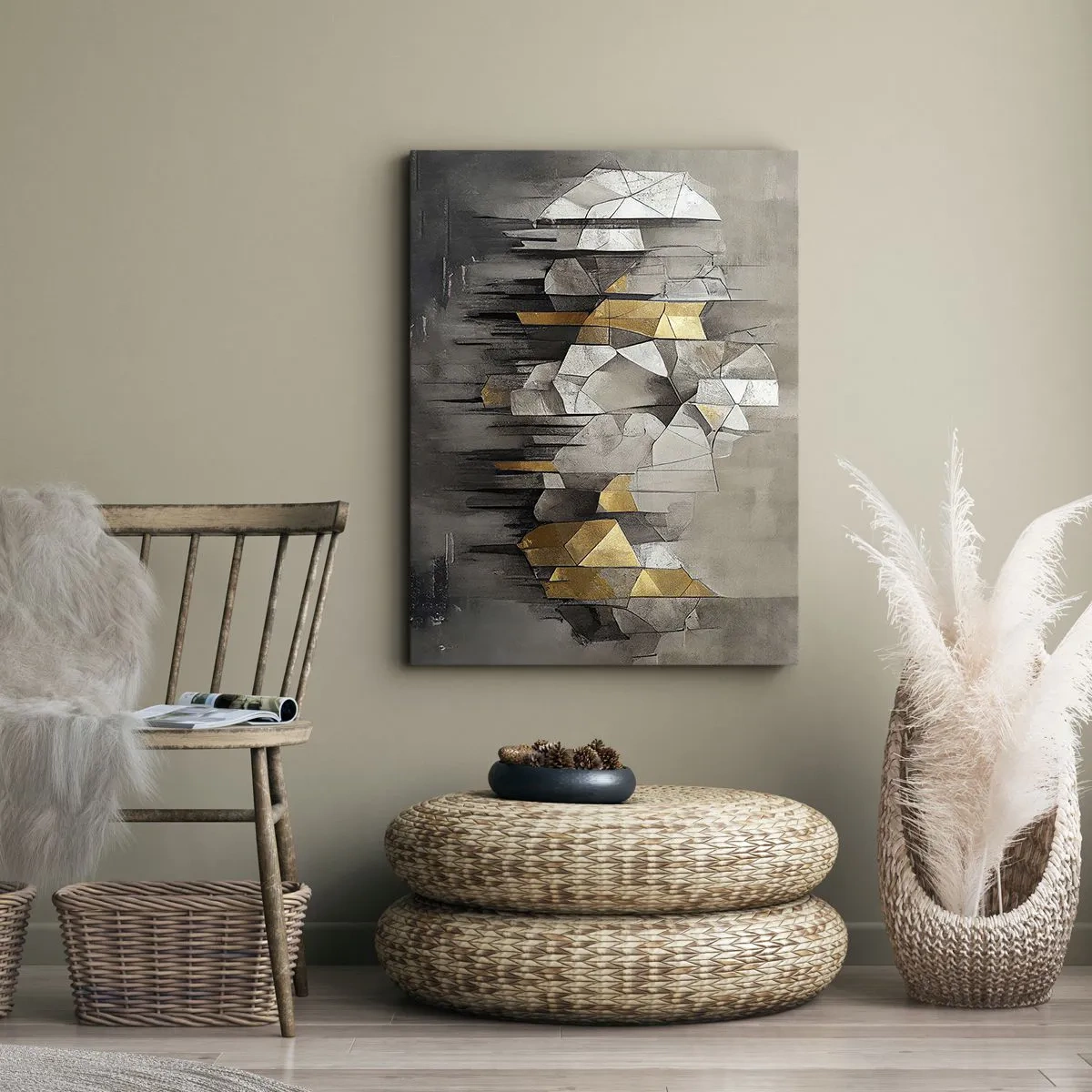 Lærredstryk - Billede på lærred - Komposition lavet af is og lys - 45x80 cm