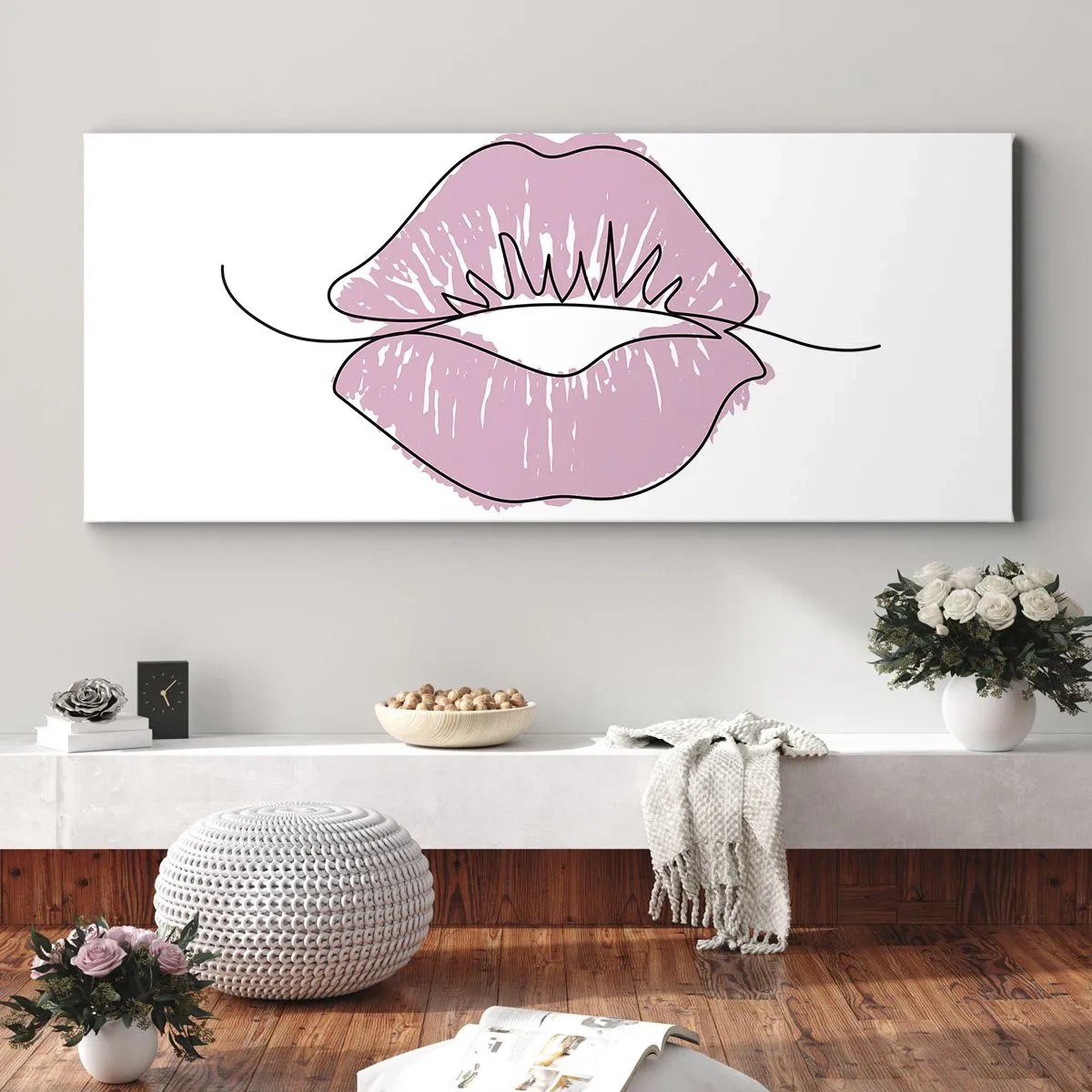 Lærredstryk - Billede på lærred - Klar til at kysse? - 100x40 cm