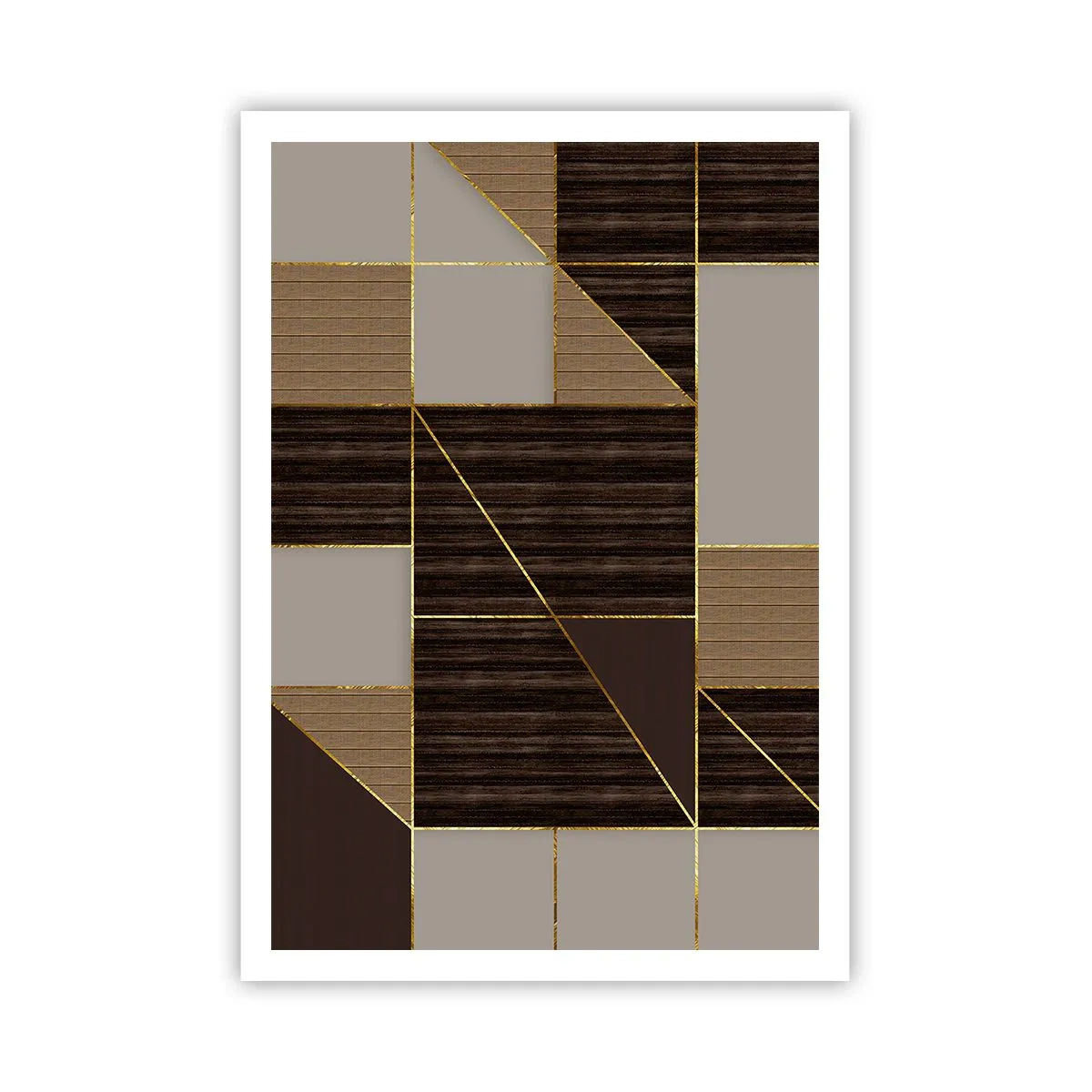 Plakat - En mosaik af brune og gyldne farver - 70x100 cm