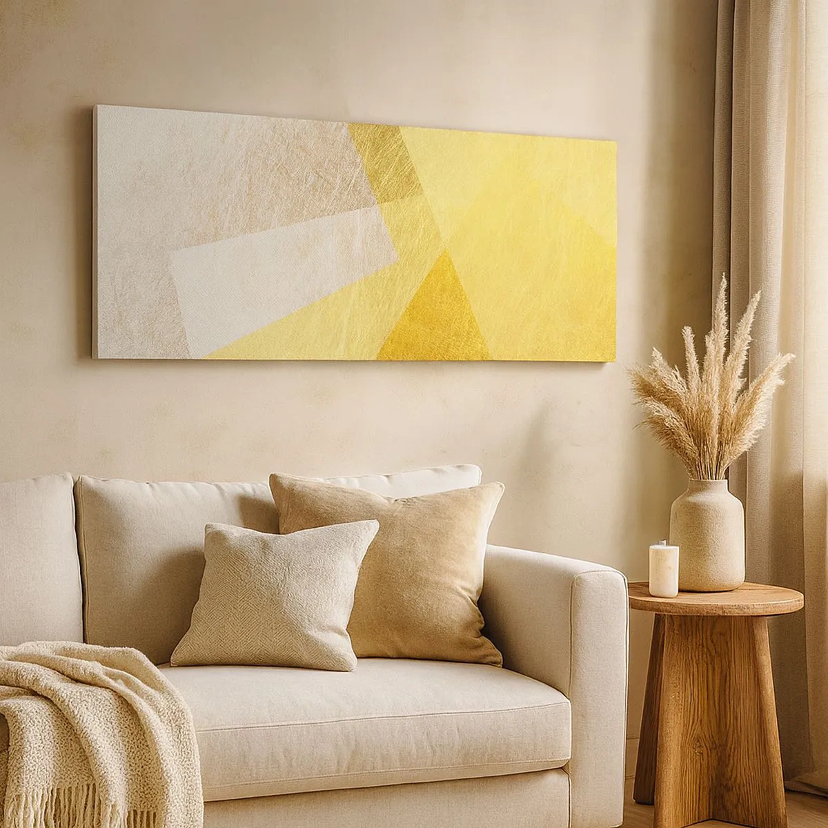 Lærredstryk - Billede på lærred - Geometriens vejr - 100x40 cm