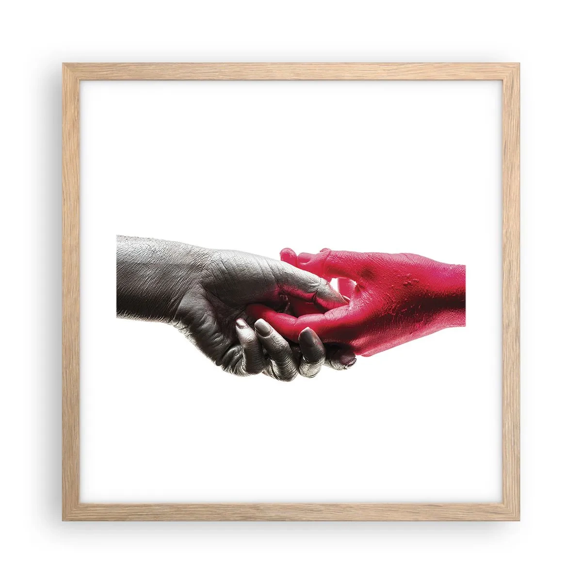 Plakat i ramme af lyst egetræ - Sammen, om end forskellige - 40x40 cm