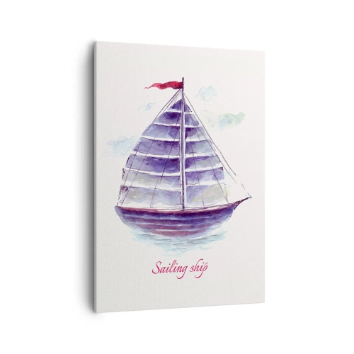 Lærredstryk - Billede på lærred - Fulde sejl og roligt vand - 50x70 cm