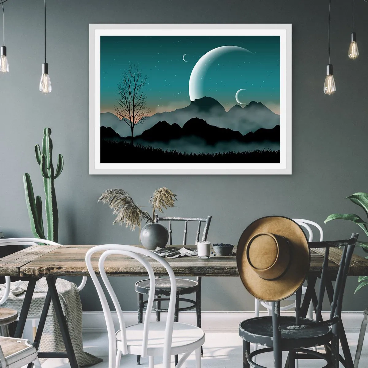 Plakat i hvid ramme - Karneval i den stjerneklare nat - 50x40 cm