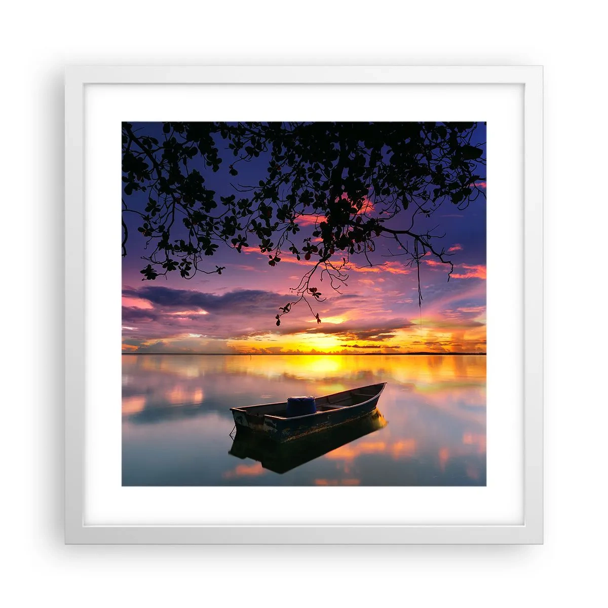 Plakat i hvid ramme - "Det ser ud til, at du hænger midt på himlen..." - 40x40 cm