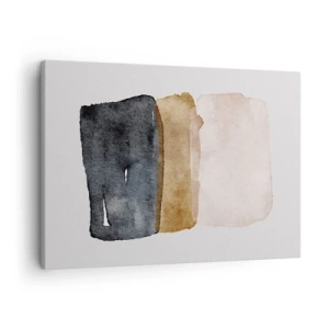 Lærredstryk - Billede på lærred - En minimalistisk komposition af tre rektangler i jordagtige nuancer. - 70x50cm - Sammensætning af jordfarver - Moderne vægdekoration til stue og soveværelse ARTTOR