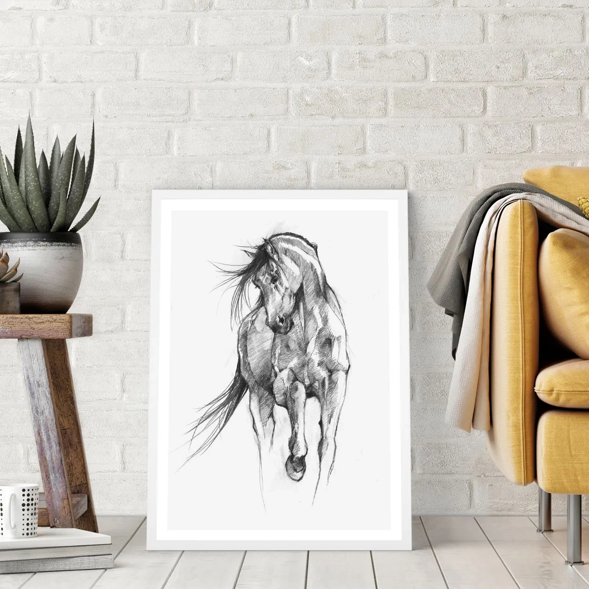 Plakat i hvid ramme - I en yndefuld trav - 40x50 cm