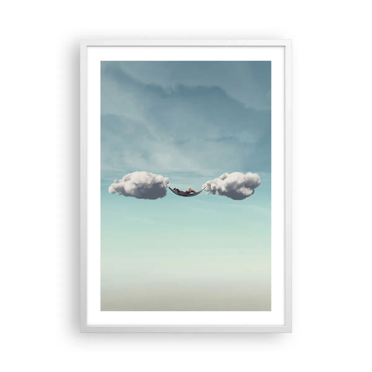 Plakat i hvid ramme - Lykken i øjeblikket - 50x70 cm