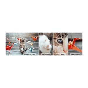 Prøve Fototapet Selvklæbende Deluxe Sticker - Første lektion - Dyr, Kat, Origami - 100x30 cm