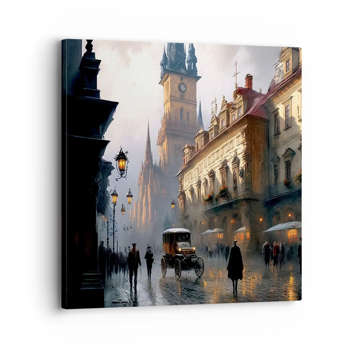 Lærredstryk - Billede på lærred - Magien i en aften i Prag - 30x30 cm