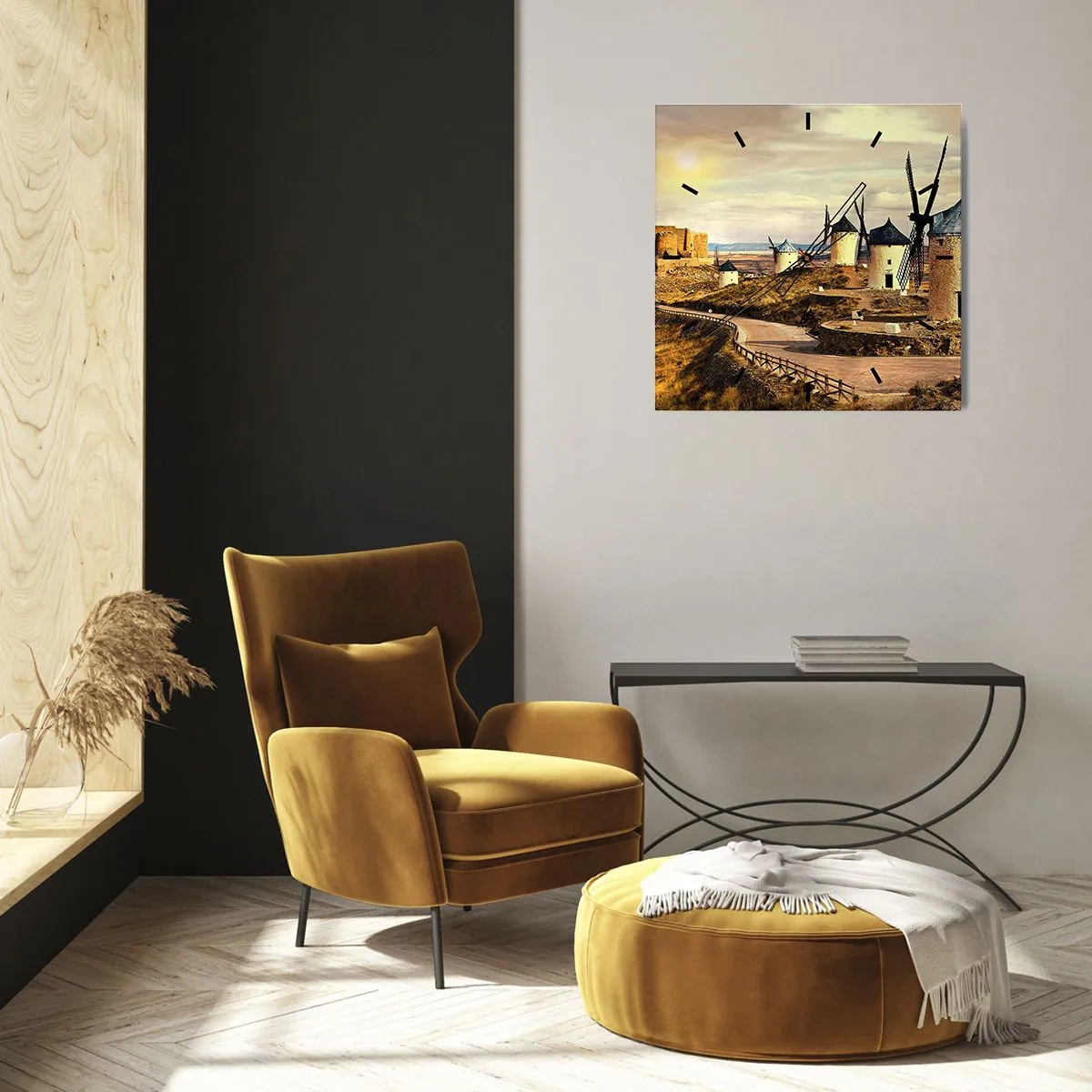 Vægur, Uret - Don Quixote er ved at dukke op - 30x30 cm