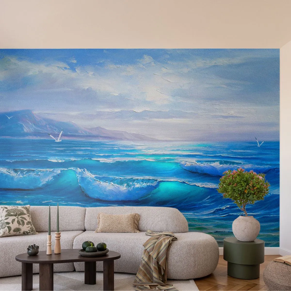 Fototapet Premium Canvas - Giver trøst - Abstraktion, Hav, Grafik - 200x140 cm