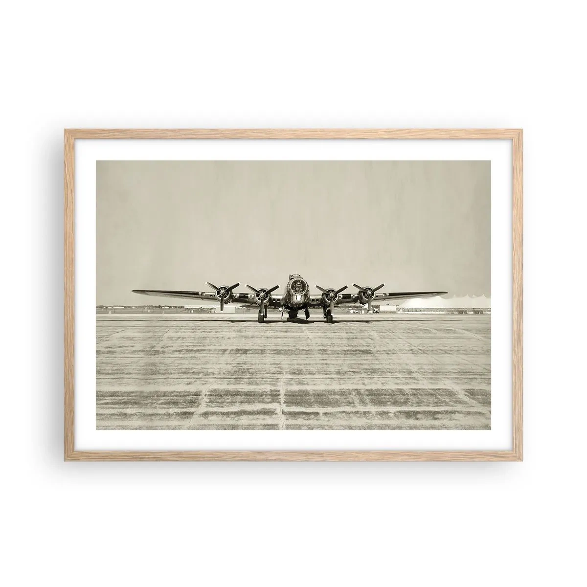 Plakat i ramme af lyst egetræ - Som altid klar - 70x50 cm