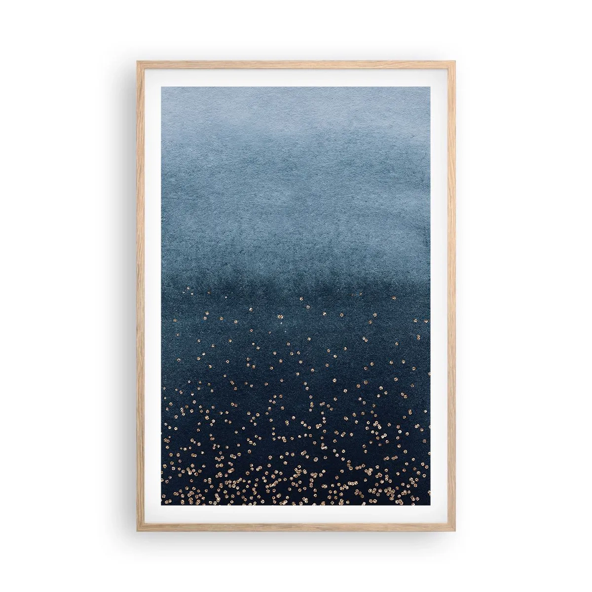 Plakat i ramme af lyst egetræ - Sammensætning - blå faser - 61x91 cm