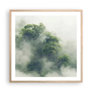 Plakat i ramme af lyst egetræ - Pakket ind i tåge - 60x60 cm