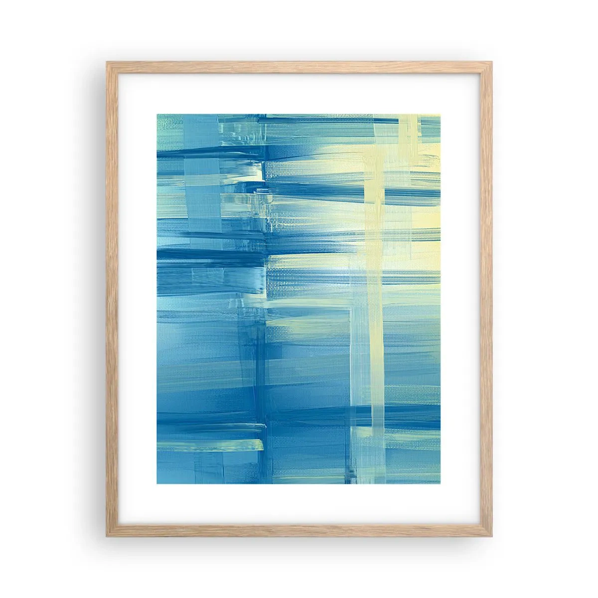 Plakat i ramme af lyst egetræ - Komposition i turkis - 40x50 cm