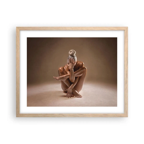 Plakat i ramme af lyst egetræ - Enhed mellem krop og ånd - 50x40 cm