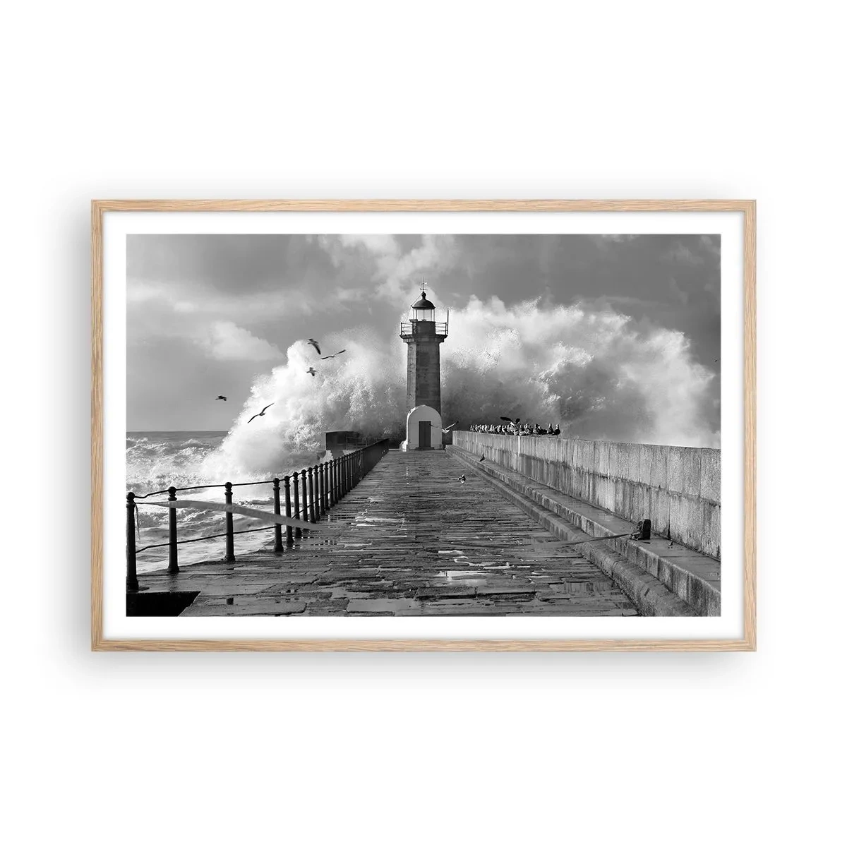 Plakat i ramme af lyst egetræ - Frygtløs  - 91x61 cm