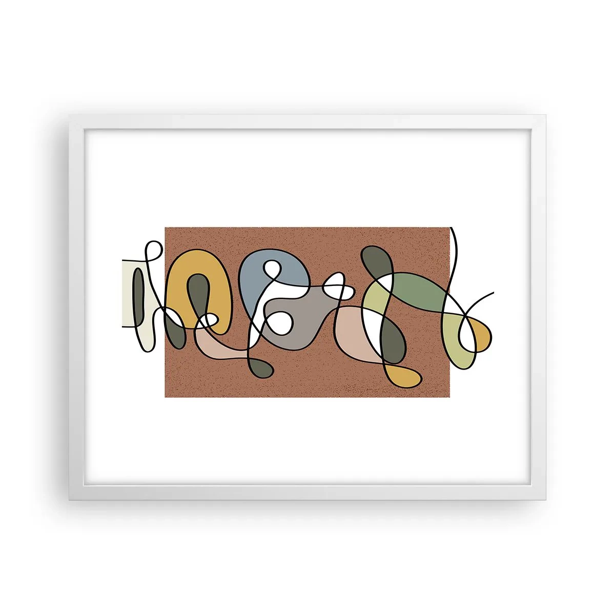 Plakat i hvid ramme - En abstraktion, der er værd at smile over - 50x40 cm