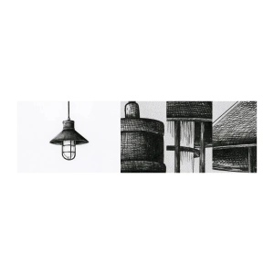 Prøve Fototapet Premium Sand - Som for mange år siden... - Lampe, Tegning, Blyant - 100x30 cm