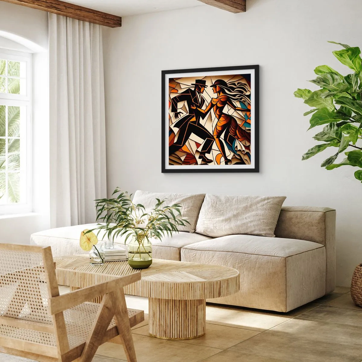 Plakat i sort ramme - Dans af lidenskab og passion - 60x60 cm