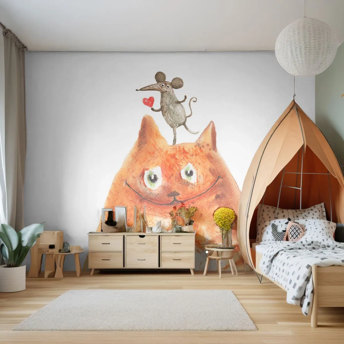 Fototapet Standard Eco - Kærlighedens paradokser - For børn, Mus, Kat - 200x140 cm
