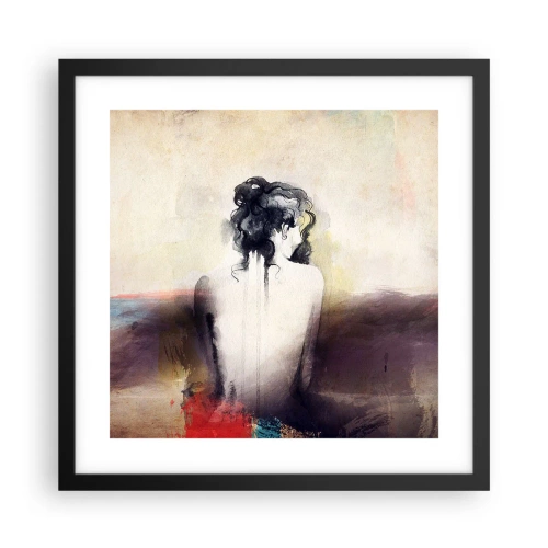 Plakat i sort ramme - Glatte linjer, ovale former - 40x40 cm