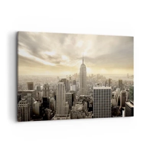 Lærredstryk - Billede på lærred - New York vævet af grå - 100x70 cm