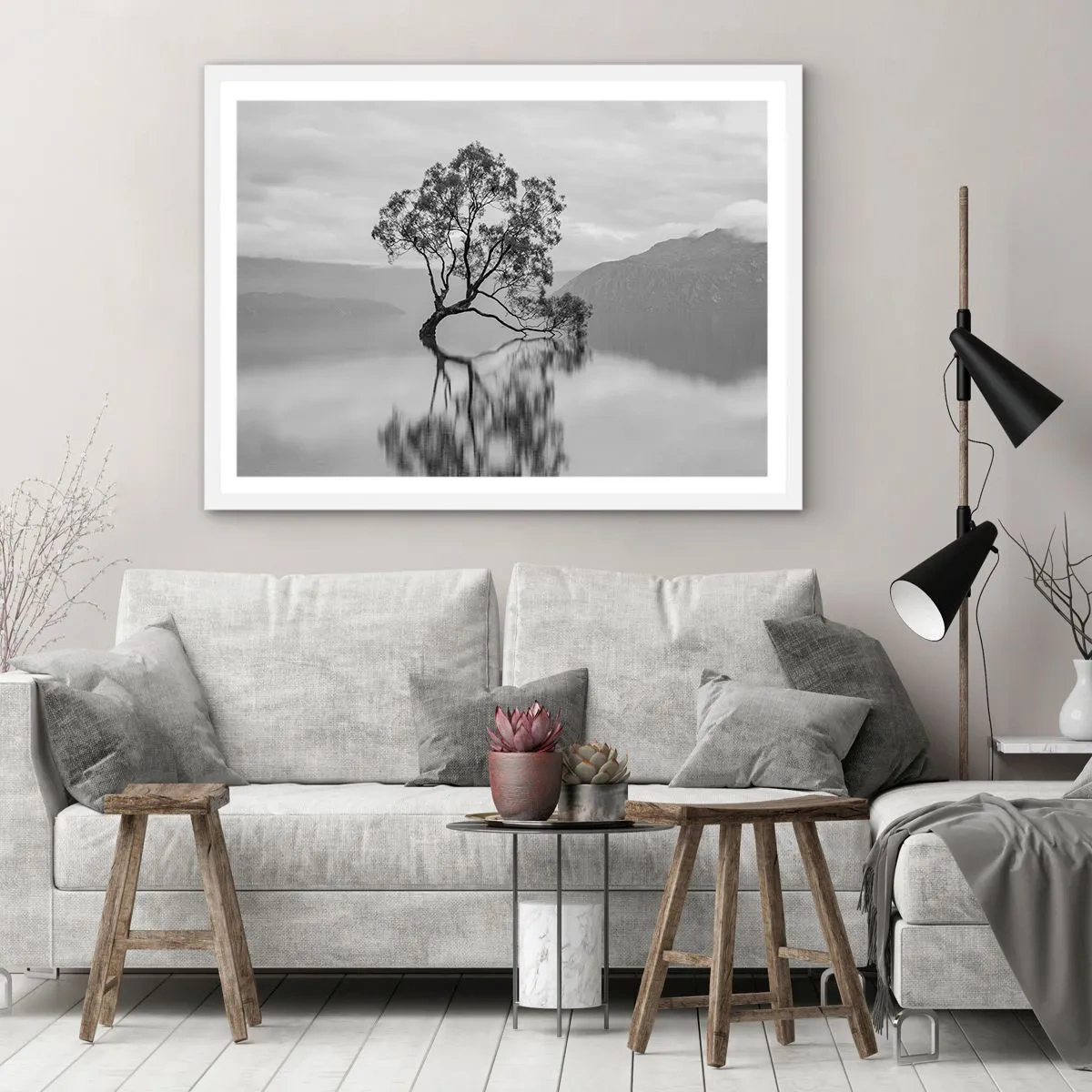 Plakat i hvid ramme - Der findes et land - 70x50 cm