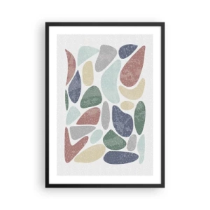 Plakat i sort ramme - Abstrakte sten i pastelfarver - 50x70cm - Mosaik af pulveriserede farver - Moderne vægdekoration til stue og soveværelse ARTTOR