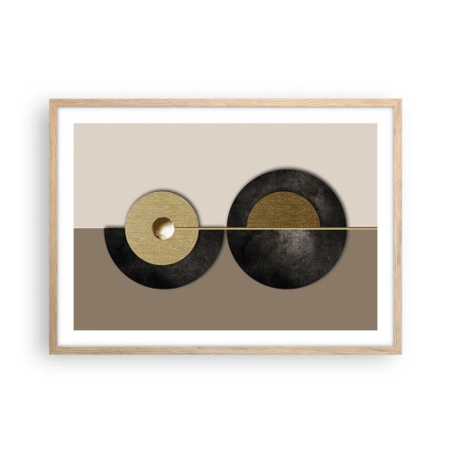 Plakat i ramme af lyst egetræ - Variationer omkring en cirkel - 70x50 cm