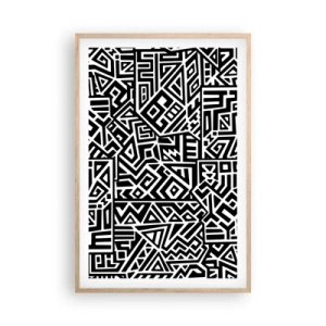 Plakat i ramme af lyst egetræ - Præcolumbiansk sammensætning - 61x91 cm