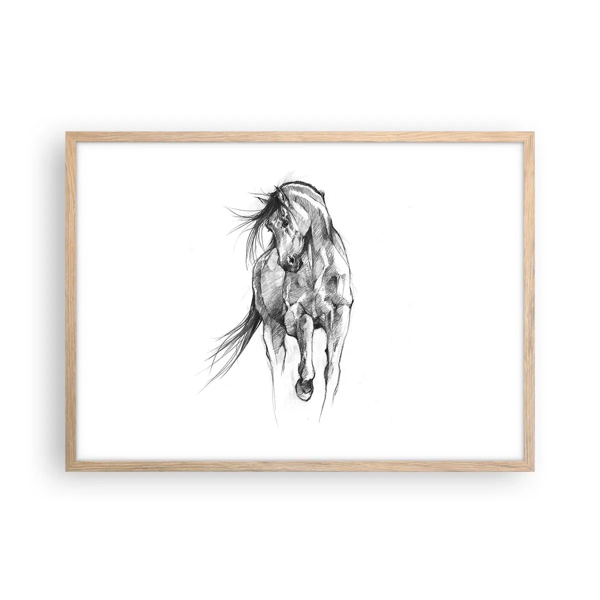 Plakat i ramme af lyst egetræ - I en yndefuld trav - 70x50 cm