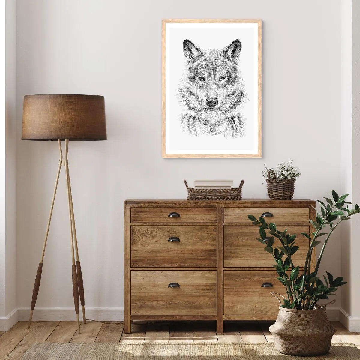 Plakat i ramme af lyst egetræ - En født leder - 40x50 cm