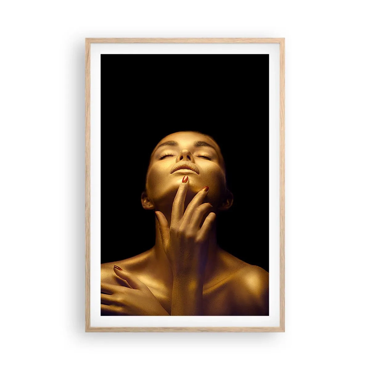 Plakat i ramme af lyst egetræ - Som gylden silke - 61x91 cm