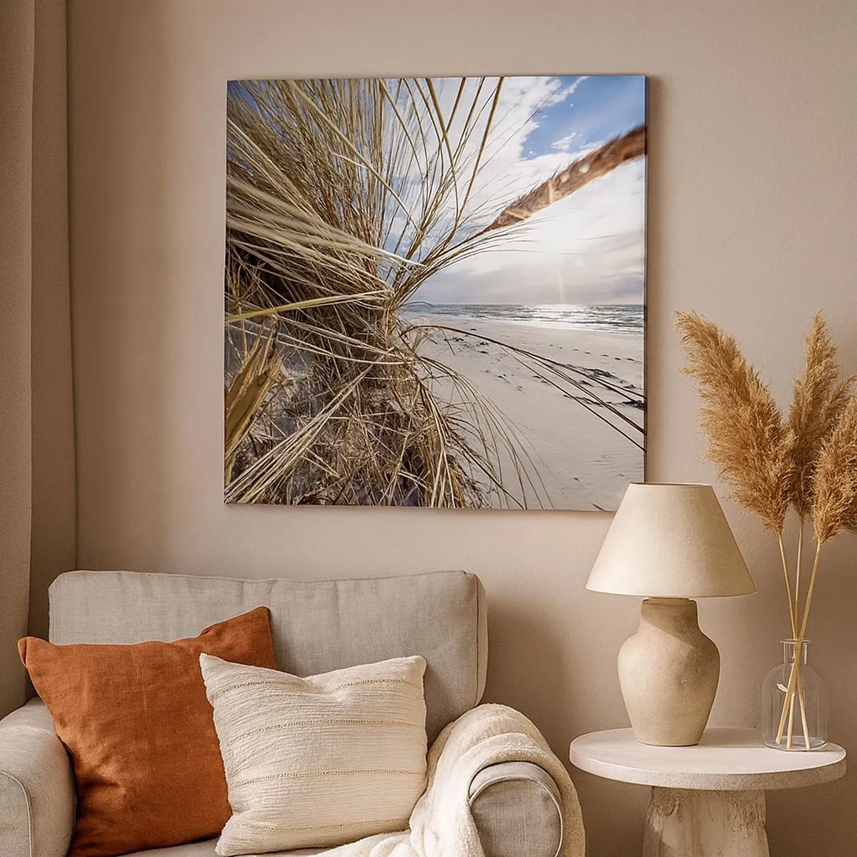 Lærredstryk - Billede på lærred - Et møde mellem elementerne - 30x30 cm