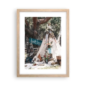 Plakat i ramme af lyst egetræ - Make love… - 30x40 cm