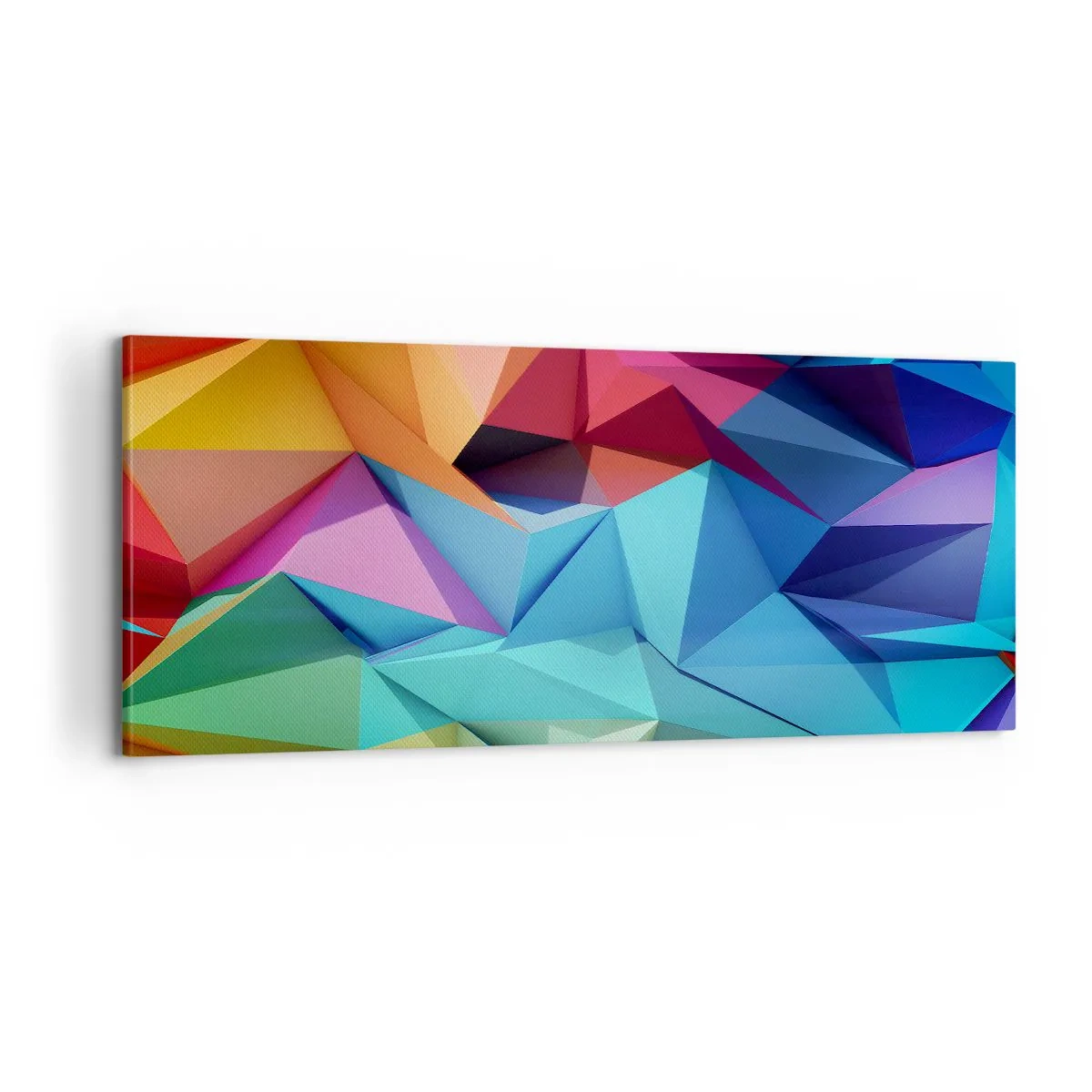Lærredstryk - Billede på lærred - Regnbue origami - 100x40 cm