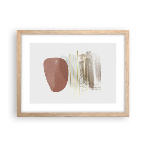 Plakat i ramme af lyst egetræ - Abstrakt kolonnade - 40x30 cm