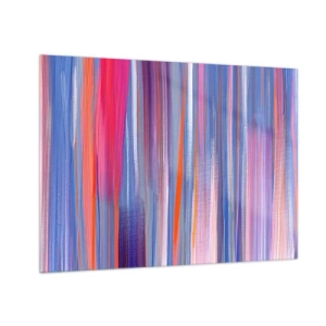 Billede på glas - Farverige lodrette striber i nuancer af lyserød, lilla og blå - 70x50cm - Opstigning - Moderne vægdekoration til stue og soveværelse ARTTOR