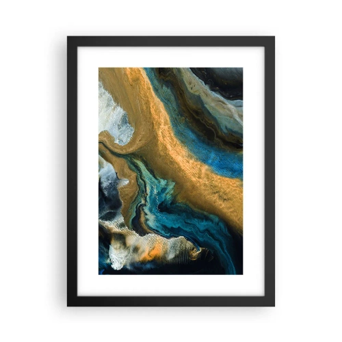 Plakat i sort ramme - Blå - gul - gensidig indflydelse - 30x40 cm