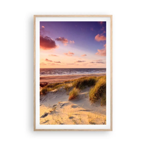 Plakat i ramme af lyst egetræ - Luften dufter allerede af sommer - 61x91 cm