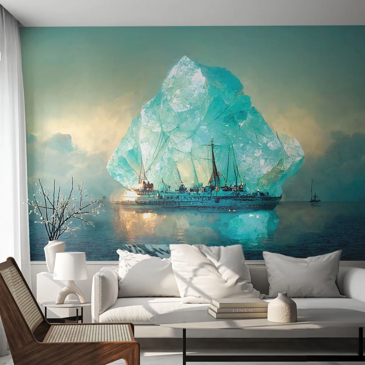 Fototapet på mål Premium Sand - Arktisk diamant - Isbjerg, Skib, Ocean