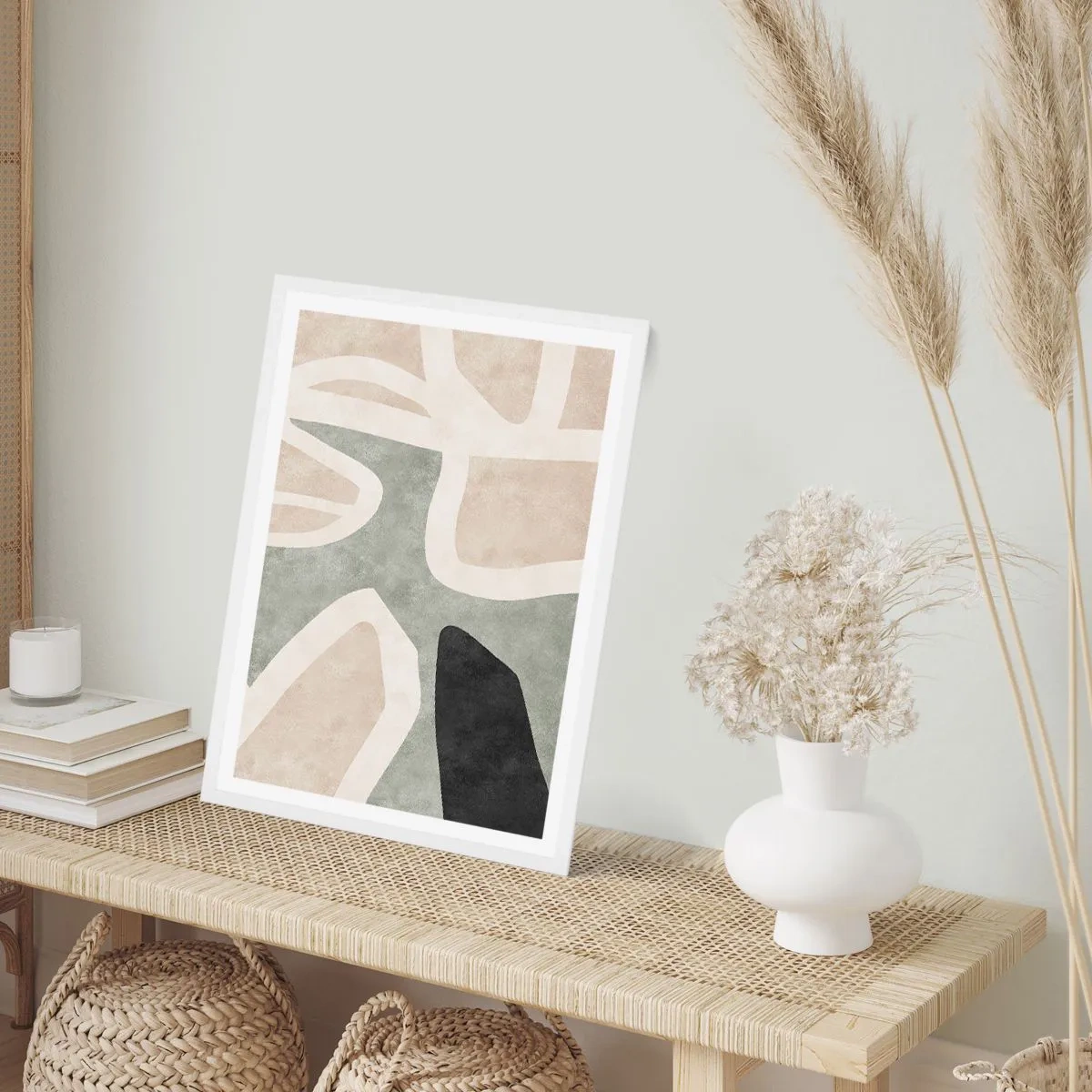 Plakat i hvid ramme - Komposition med et sort tema - 61x91 cm