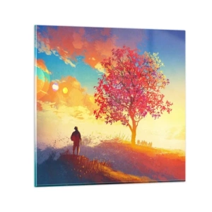 Billede på glas - Pilgrim på bestemmelsesstedet - 40x40 cm