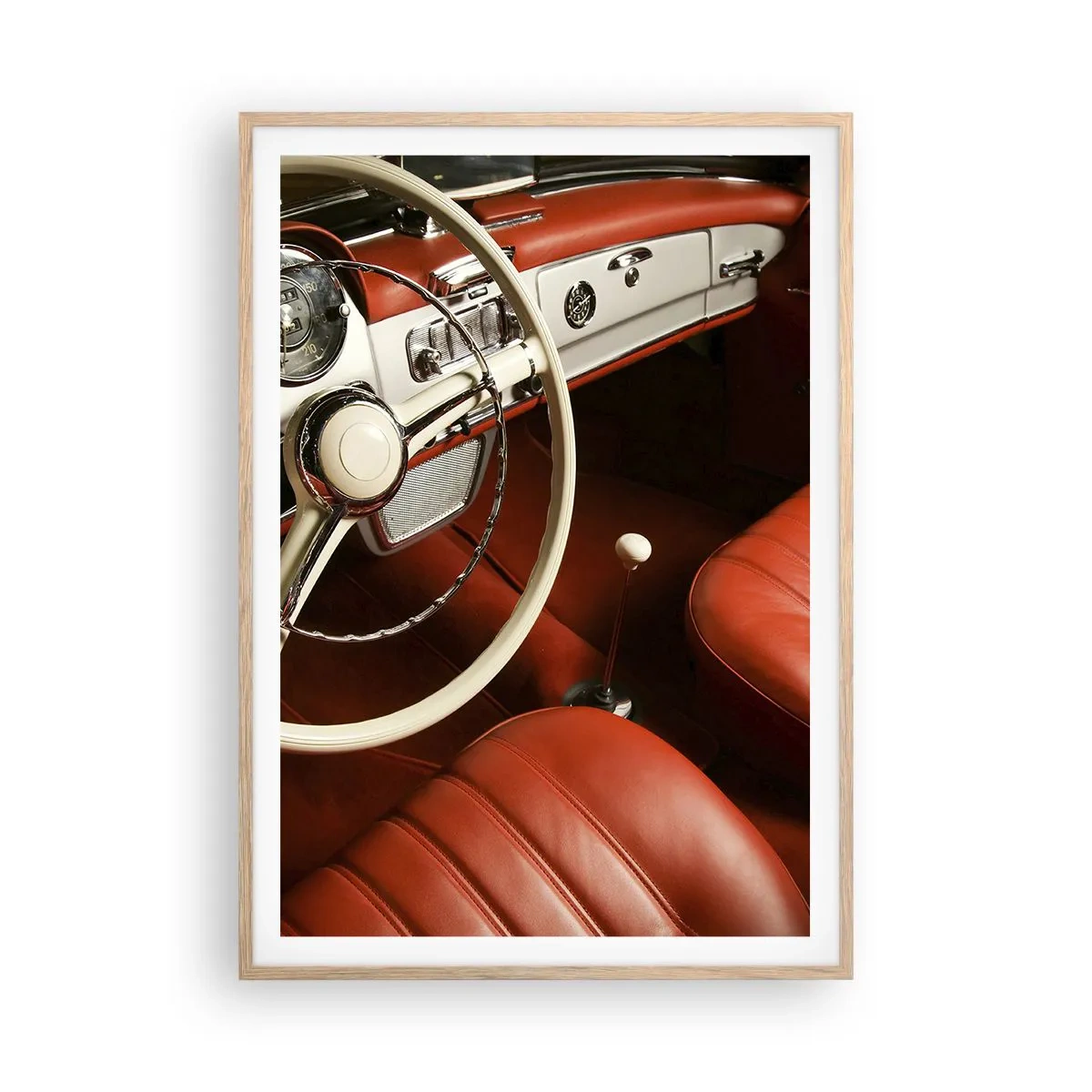 Plakat i ramme af lyst egetræ - Luksus i vintage stil - 70x100 cm