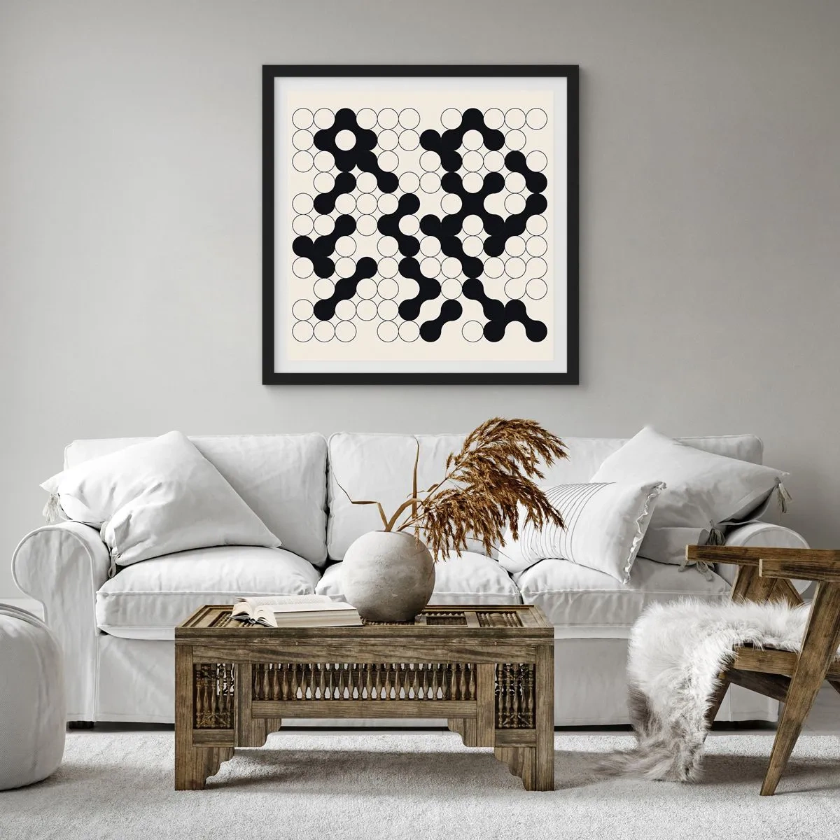 Plakat i sort ramme - Kinesisk spil - variation - 40x40 cm