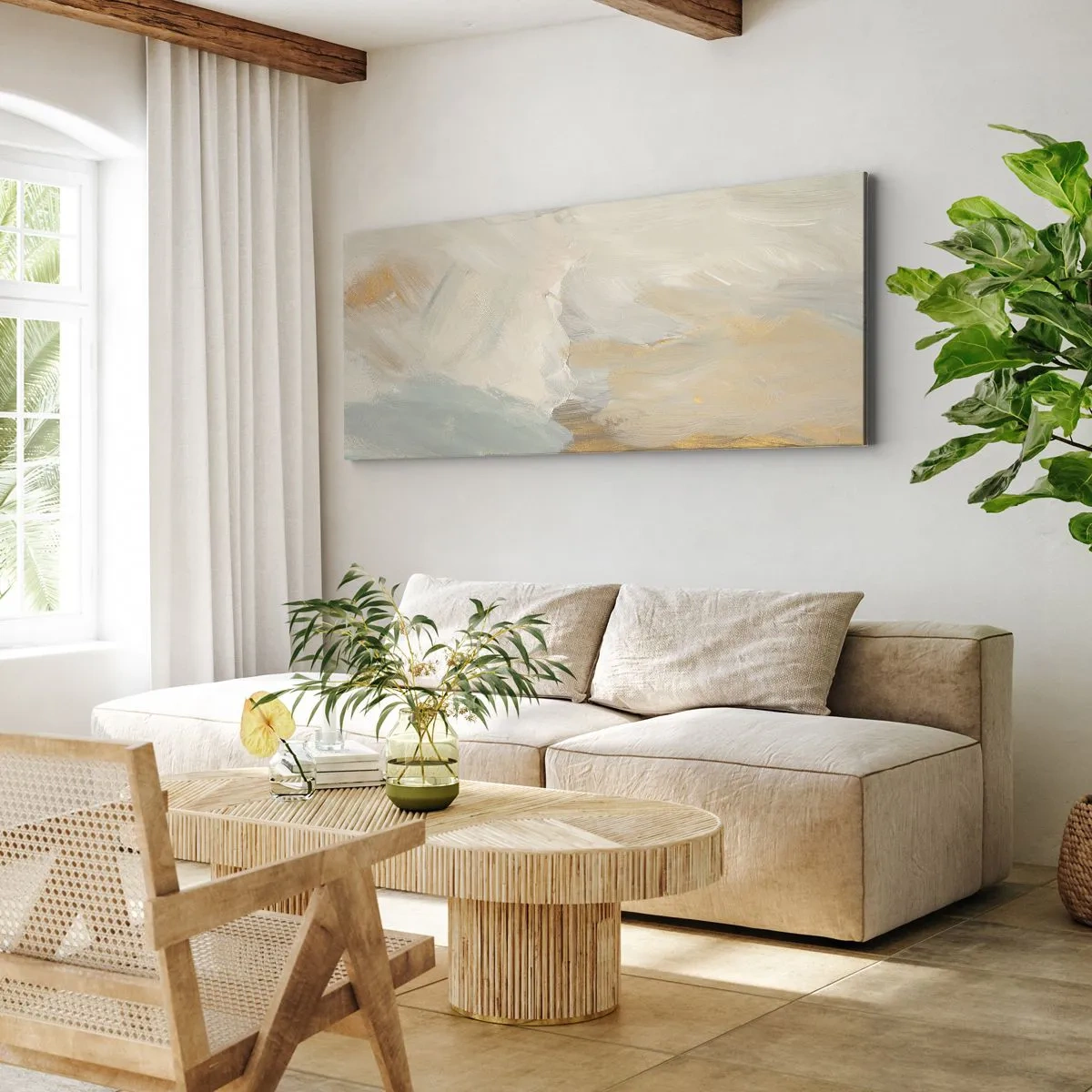 Lærredstryk - Billede på lærred - Abstraktion - blidhedens land - 160x50 cm