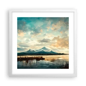 Plakat i hvid ramme - Under himlens beskyttelse - 40x40 cm