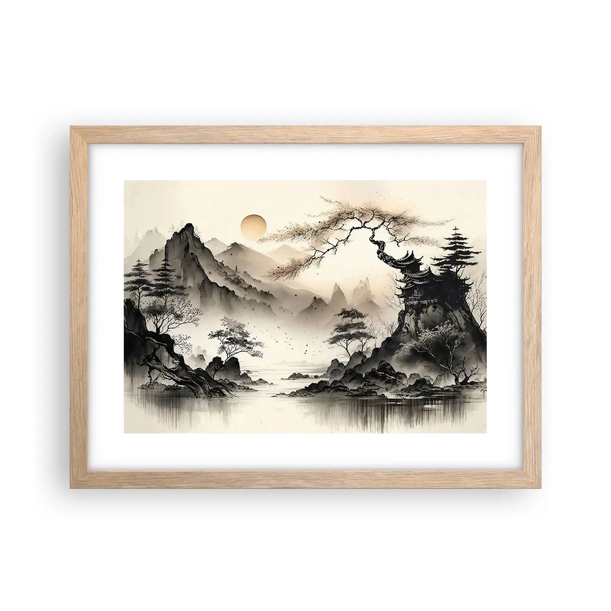 Plakat i ramme af lyst egetræ - Orientens unikke charme - 40x30 cm